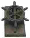 0170s-11632 Unbranded Ships Wheel Door Knocker Cast Iron Nautical Decor Rustic Brown