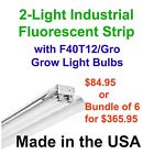 F-222-40r 2-light F40t12 Usa Fluorescent Fixture Grow Gro Bulbs Industrial