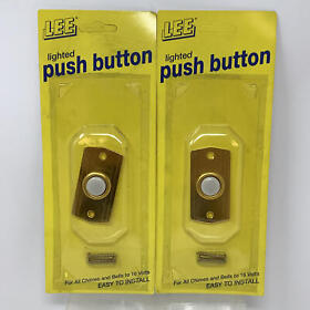 2-pack Lee Bc215lb Gold Electric Rectangular Lighted Doorbell Push Button 16 V