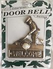 32328 Unbranded Vintage Solid Brass Doorbell Button With Golfer Welcome Sign