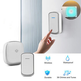 Ds9040314si 36 Chime Wireless Doorbell Waterproof Door Bell Adjustable Volume 7 Colors Light