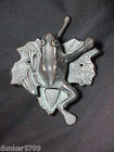 6 Inch Long Unique Brass Frog On A Leaf Door Knocker Bluish Green Color 786295126631