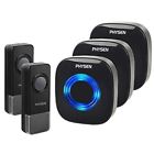 73949 Physen Black Waterproof Wireless Doorbell Kit Plugin Receiver Feet Push