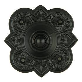 018004bpc A29 Black Powder Coat Antique Doorbell Button 3 3/4 Inch X Decorative Round