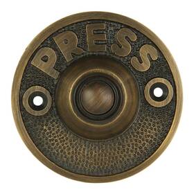018006ab A29 Wired Brass Circular Doorbell Chime Push Button In Antique Finish Vintage