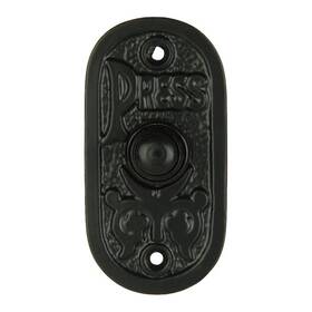 A29 646791194599 Wired Iron Doorbell Chime Push Button In Black Powder Coat Finish Vintage Dec