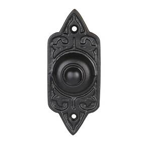 A29 646791195299 Wired Iron Doorbell Chime Push Button In Black Powder Coat Finish Vintage Dec