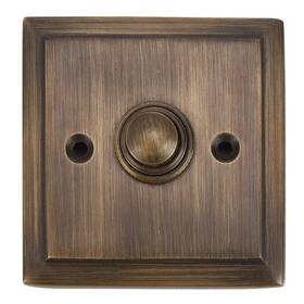 A29 646791196784 Antique Brass Doorbell Button 2 1/2 Inch X Decorative Style Push Butto
