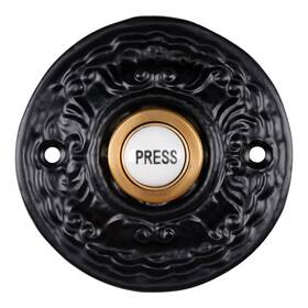 A29 646791197095 Wired Iron Doorbell Chime With Brass Porcelain Push Button In Black Powder Co