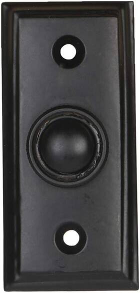 00968051 A29 Llc Wired Iron Doorbell Chime Push Button In Black Powder Coat Finish Vintage Decor