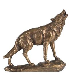 77094 Ab Home Vintage Glamour Large Wolf Statue With Copper Finish