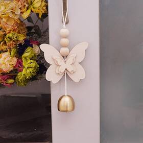 Afiaiwei 721295801003 Butterfly Hanging Bell For Door Opening - Good Luck Decoration Gold Plated