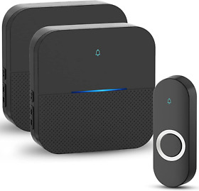 Aida Lighted Wireless Doorbell Black With 1 Transmitter And 2 Receiver