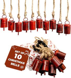 Aktv-dr-bl-015-irn Akatva Red Christmas Ornaments Set Vintage 10 Pcs Round Shape