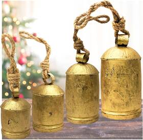 4xbells Aladean Huge Decorative Rustic Cow Bells Set Of 4 - Giant 4x Harmony 4-6-8-10