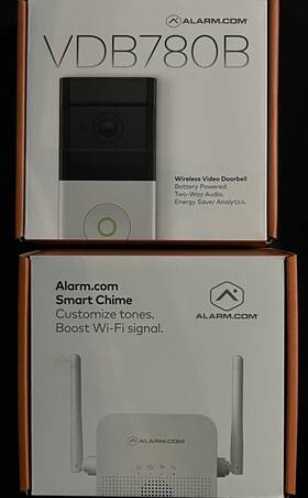 Adc-vdb780b Alarm.com 850052295196 New Smart Wireless Doorbell Chime Kit And Adc-w115c