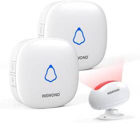 P827  Amhey Dw520x2 Wireless Motion Sensor Door Chime 1000ft Range 32 Tunes 5 Volume Levels