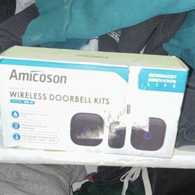 Amicoson Wd-21 Wireless Waterproof Door Chime Kit Black Wall Plug-in