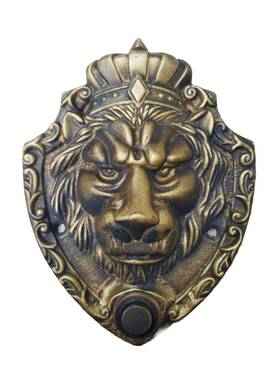 Anatolica 060926333915 Crowned Lion Wired Brass Doorbell Chime Push Button Vintage Decorative Door B