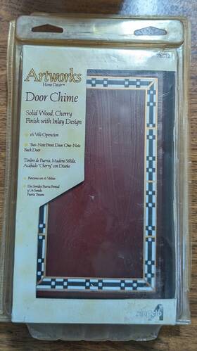 Angelo 030721765124 Vintage Door Bell Chime Solid Wood Cherry Original Pkg 2000