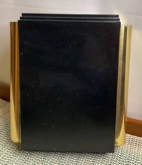 620741299 Angelo Vtg Door Bell Chime Brass Plated 1988 Black Cover Model 76024 Works