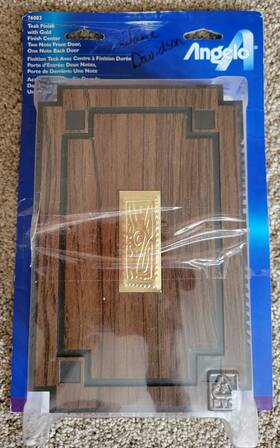 76003 Angelo New Door Chime Old Stock Plastic Wood Grain Mcm Brass Inlay Tree