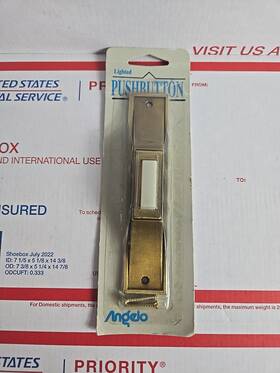 76112 Angelo Vintage Estate Brocade Pushbutton Lighted Doorbell #76112 Brass Gold