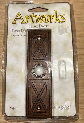 76341 Angelo Artworks Copper Patina Finish Push Button Lighted Doorbell