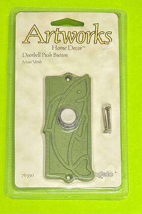 76350 Angelo Artworks Dolphin Lighted Doorbell Push Button Moss Verde Green