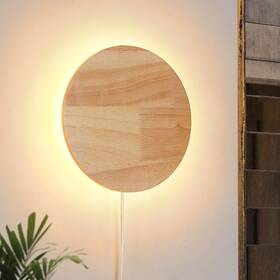 At24-1201-l Ataluz Modern Minimalist Plug In Wall Sconces Plug-in Or Cordless 11.8ftft Round Wood