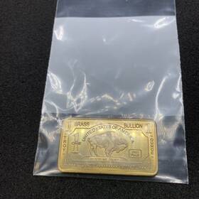 1ozbrass-buffalo Atlantis Mint 1 Oz One Troy Ounce Usa American Buffalo .999 Fine Brass Bullion Bar Ingot