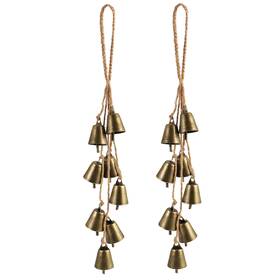 Bells-03 Ausicfen 2 Pack Witch Bells For Door Knob Protection Outdoor Rustic Brown