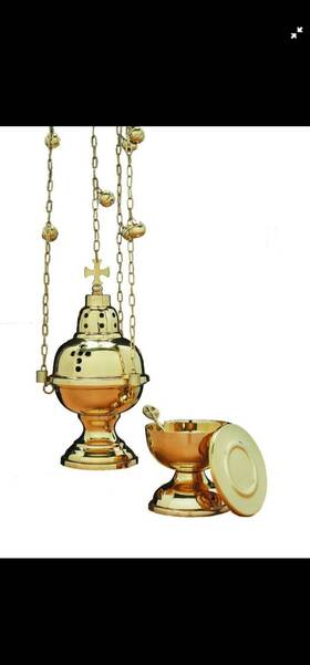 Ns694-2298 Autom Eastern Rite Censer With 12 Bells And Boat Set Clear