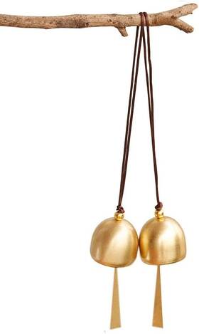 Awgd 313108093066 2pcs Small Gold Plated Hanging Bells - Decoration For Camping Tent Window