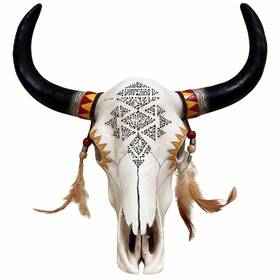 Bestgiftever 689354021574 Bestgifever Rustic Tribal Bull Steer Cow Bison Skull Wall Hanging Decoration