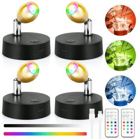 Bg0002c-1 Bgmonster 4pack Spotlight Indoor With Remote 13 Rgbw Uplights Rechargeable Batter