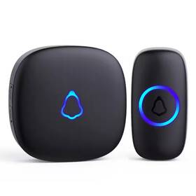 Bibivis 705353597695 Black Waterproof Wireless Doorbell Without Camera Adjustable Volume 1000 Ft. Ra