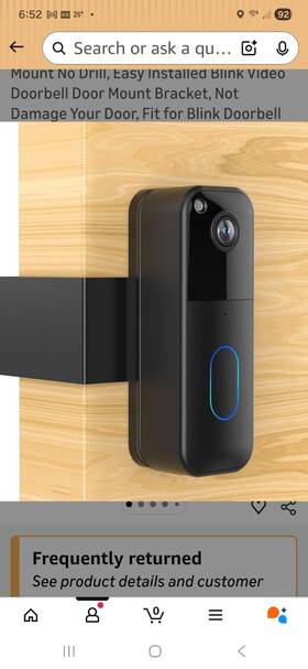 St90-bk Blink Wireless Video Doorbell Digital Black Matte Plastic Mount