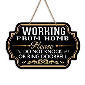 Bol-219 Bolisom Working From Home Front Door Sign Please Do Not Knock Or Ring Doorbell Wood