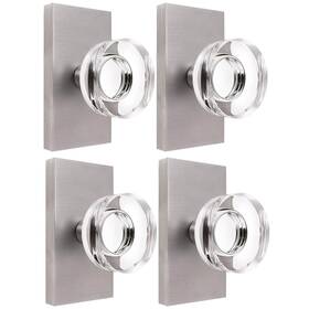 Bonkudoo 658359054894 4 Pack Glass Dummy Door Knob Interior Brushed Nickel Crystal Knobs