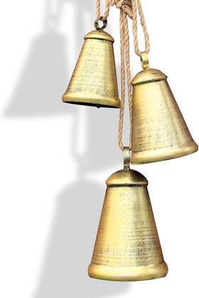 Aa-8971 Brand Cemenori Christmas Bells Vintage Iron With Jute Rope For Hanging Handmade