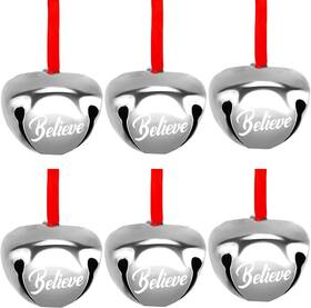 Foimas-us-dk426s2p1 Brand Foimas 12pcs 1.6 Inch Believe Bell Ornament Metal Christmas Sleigh Silver