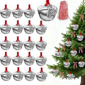 Xql-24 Brand Jotyslh 24 Pcs 2025 Christmas Believe Bell Ornaments Polar Express Silver