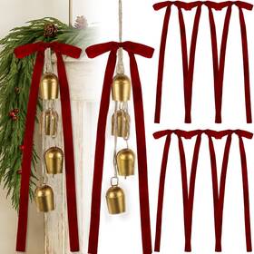 Lic-suncalla-5322 Brand Suncalla 2 Pcs Christmas Cow Bells With 8 Burgundy Velvet Gold