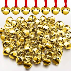 Ka-syhood-4427 Brand Syhood 72 Pieces Christmas Believe Bell Ornaments Gifts Bulk Polar Santa Gold