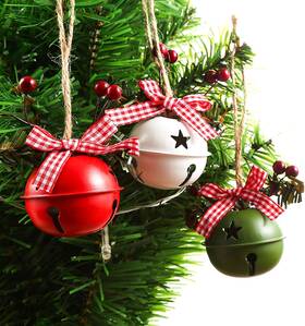 Brand Wonsunss 718519553336 18 Pcs Christmas Jingle Bells Ornaments In Red White Green - Tree Bell-mix