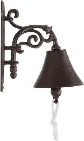 Brand Yapopi 049500622015 Outdoor Dinner Bell Rustic Vintage Large Cast Iron Wall Mounted Metal Door
