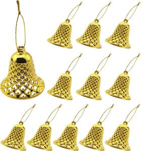 59119-pb-12 Brand Yyangz 12pcs Plastic Bell Pendant Gold Color Christmas Tree Hanging