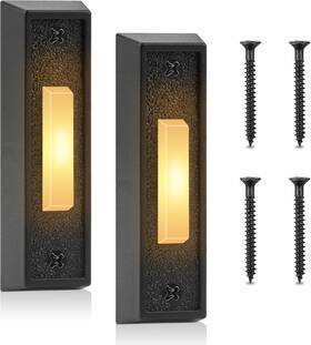 241421-us Branded01 2 Pcs Lighted Doorbell Button Universal Wall Mounted Door Bell Wired With