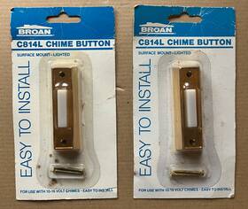 C814l Broan 026715024698 Chime Button Gold Surface Mount Lighted Screws Provided - Nos